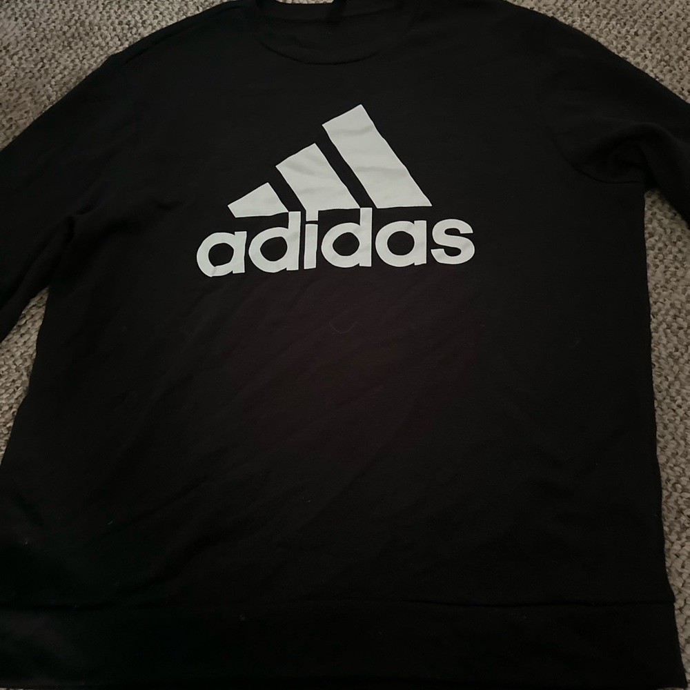 Large Adidas black and white long sleeve crew neck sweatshirt